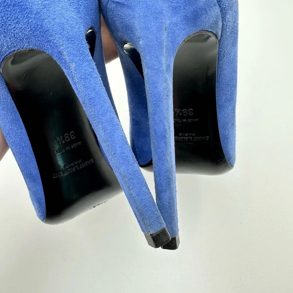 Saint Laurent Paris Pump 105 Blue Suede - Picture 8 of 11